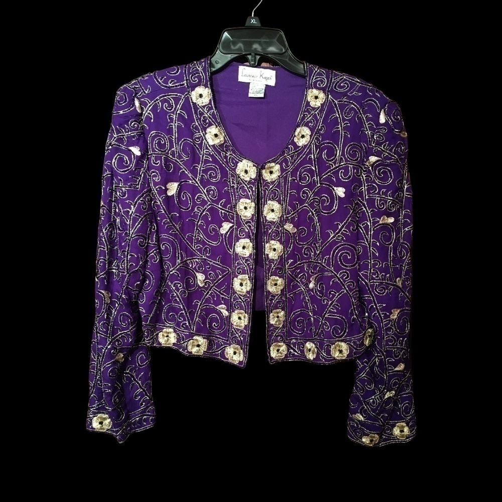 Laurence Kazar NY 100% Silk Embroidered/Beaded evening jacket, Women’s XXL